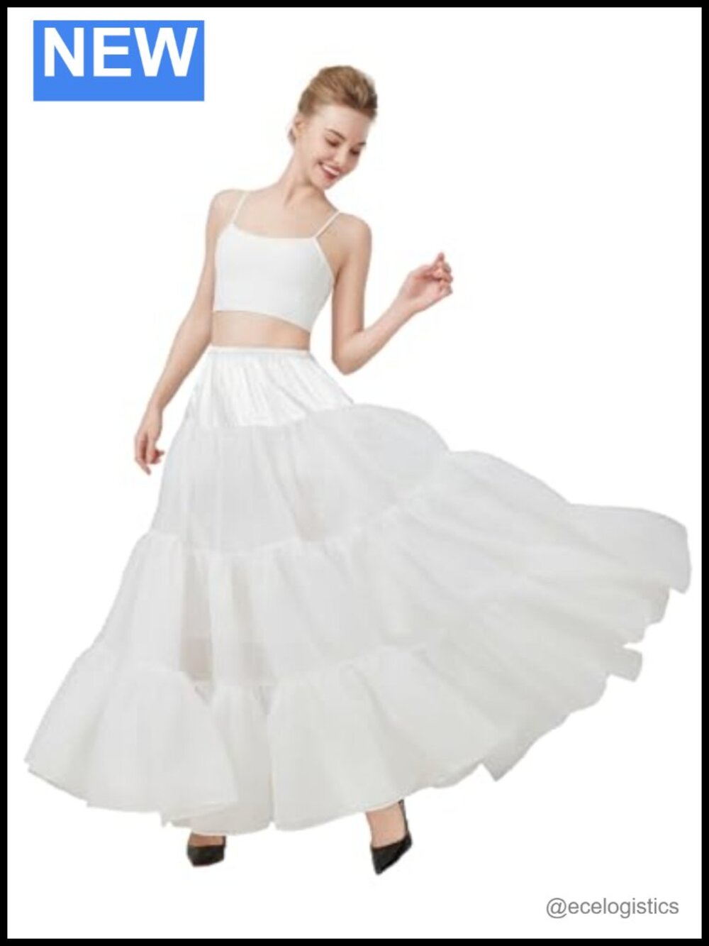 Hoopless A-line Petticoat Underskirt for Women 4-Tier Crinoline Slip